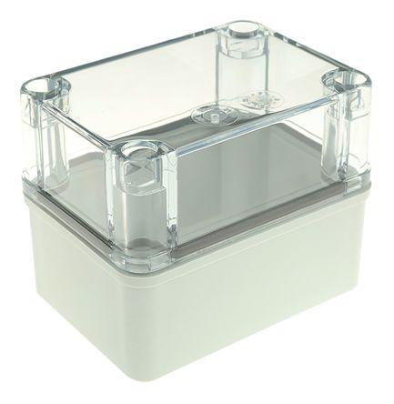 Fibox Piccolo Series Grey Polycarbonate Enclosure, IP66, IP67, Transparent Lid, 110 x 80 x 85mm