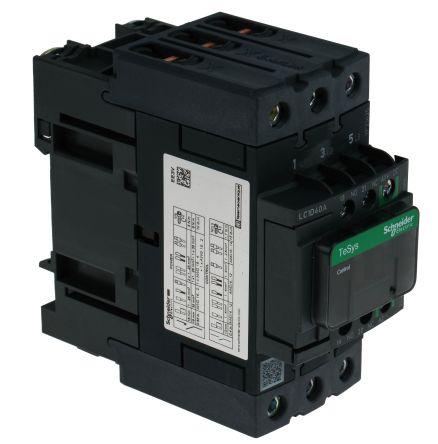 Schneider Electric TeSys D LC1D Contactor, 24 V dc Coil, 3 Pole, 40 A, 18.5 kW, 3NO