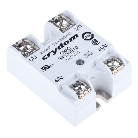 Sensata/Crydom 8413 Series Solid State Relay, 25 A rms Load, Panel Mount, 280 V ac Load, 32 V dc Control, 84134910