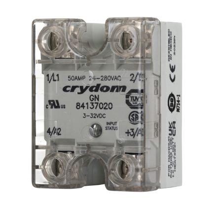 Sensata/Crydom 8413 Series Solid State Relay, 50 A rms Load, Panel Mount, 280 V ac Load, 32 V dc Control, 84137020