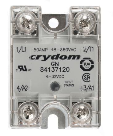 Sensata/Crydom 8413 Series Solid State Relay, 50 A rms Load, Panel Mount, 660 V ac Load, 32 V dc Control, 84137120