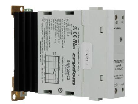 Sensata/Crydom GNR Series Solid State Relay, 20 A rms Load, DIN Rail Mount, 600 V rms Load, 260 V ac Control, GNR20ACZ