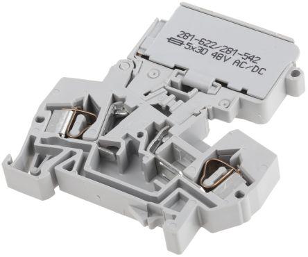 WAGO281-622/281-542 281 Series Fuse Terminal Block, 4mm², Single-Level, Cage Clamp Termination, Fused