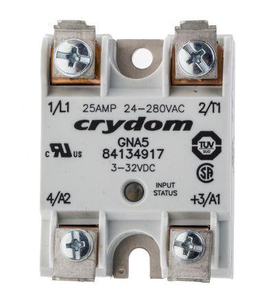 Sensata/Crydom GNA5 Series Solid State Relay, 25 A rms Load, Panel Mount, 280 V ac Load, 32 V dc Control, 84134917