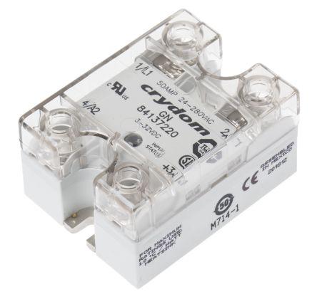 Sensata/Crydom GN Series Solid State Relay, 50 A rms Load, Panel Mount, 280 V ac Load, 32 V dc Control, 84137220