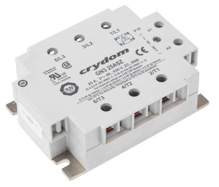 Sensata/Crydom GN3 Series Solid State Relay, 25 A rms Load, Panel Mount, 600 V ac Load, 260 V ac Control, GN325ASZ