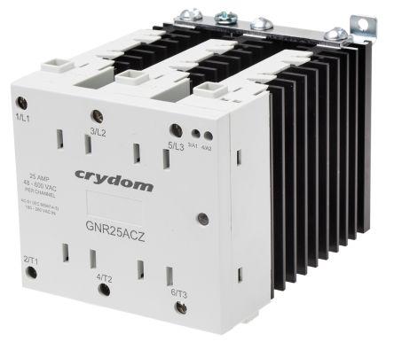 Sensata/Crydom GNR 90mm Series Solid State Relay, 25 A rms Load, DIN Rail Mount, 280 V ac Load, 280 V ac Control, GNR25ACZ