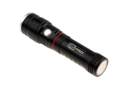 RS PRO LED Torch Black - Rechargeable 550 lm, 175 mm