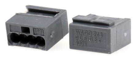 WAGO 243 MICRO PUSH WIRE Series Junction Box Connector, 4-Way, 6A, 22 - 20 AWG Wire, Push In Termination