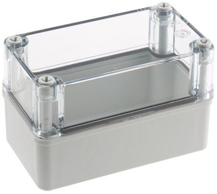 Fibox Piccolo Series Grey Polycarbonate Enclosure, IP66, IP67, Transparent Lid, 140 x 80 x 85mm