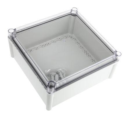 Fibox SOLID PC Series Grey Polycarbonate Enclosure, IP67, Transparent Lid, 278 x 278 x 130mm