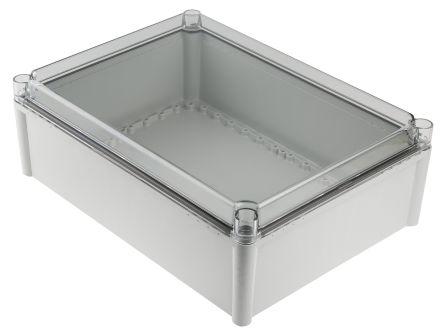 Fibox SOLID PC Series Grey Polycarbonate Enclosure, IP67, Transparent Lid, 378 x 278 x 130mm