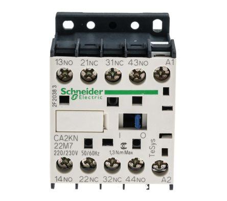 Schneider Electric Control Relay - 2NO + 2NC, 10 A F.L.C, 10 A Contact Rating, 4.5 VA, 220 <arrow/> 230 Vac, TeSys