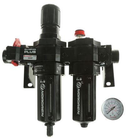 Norgren G 3/4 FRL, Automatic Drain, 40µm Filtration Size - With Pressure Gauge