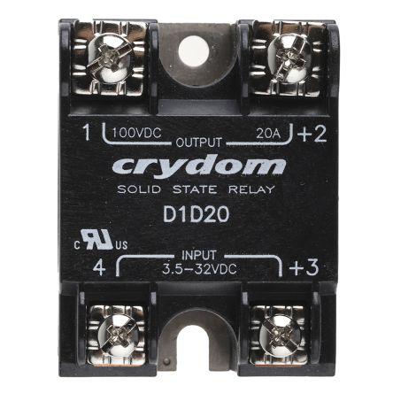 Sensata/Crydom Solid State Relay, 20 A Load, Surface Mount, 100 V Load, 32 V Control, D1D20