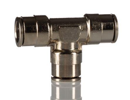 Norgren PNEUFIT Series Tee Tube-to-Tube Adaptor Push In 10 mm, Push In 10 mm to Push In 10 mm, Tube-to-Tube Connection