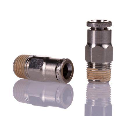 Norgren PNEUFIT Series Straight Threaded Adaptor, R 1/8 Male to Push In 5 mm, Threaded-to-Tube Connection Style