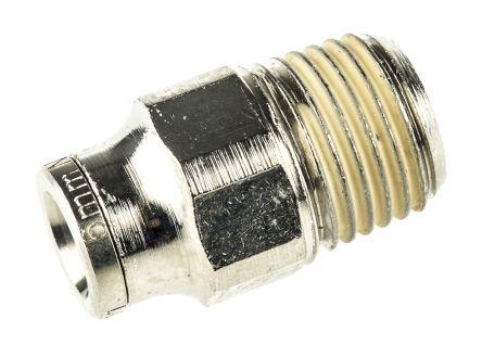 Norgren PNEUFIT Series Straight Threaded Adaptor, R 1/4 Male to Push In 6 mm, Threaded-to-Tube Connection Style