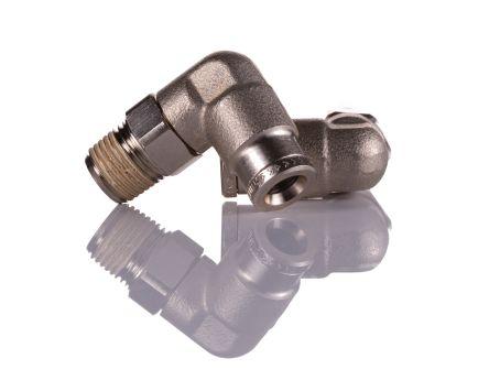 Norgren PNEUFIT Series Elbow Threaded Adaptor, R 1/8 Male to Push In 5 mm, Threaded-to-Tube Connection Style