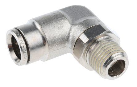 Norgren PNEUFIT Series Elbow Threaded Adaptor, R 1/4 Male to Push In 10 mm, Threaded-to-Tube Connection Style