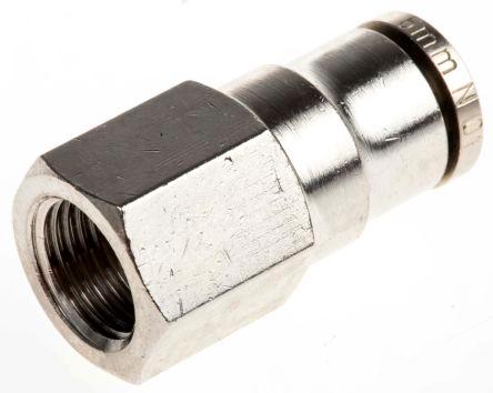 Norgren PNEUFIT Series Straight Threaded Adaptor, G 1/8 Female to Push In 6 mm, Threaded-to-Tube Connection Style