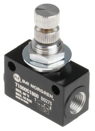 Norgren T1000 Series Threaded Flow Regulator, G 1/8 Female Inlet Port x G 1/8 Female Outlet Port