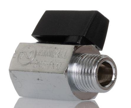 Norgren Nickel Plated Brass Reduced Bore, 2 Way, Ball Valve, Threaded, G 1/4in, -0.4 - 10bar Operating Pressure