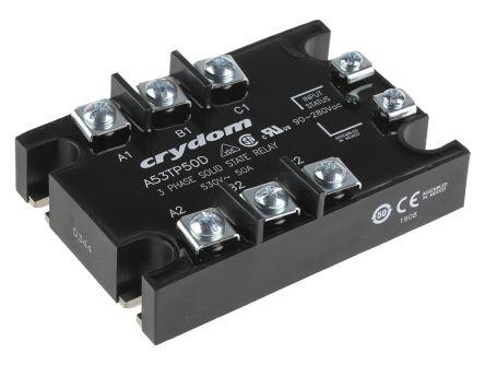 Sensata/Crydom 53TP Series Solid State Relay, 50 A rms Load, Panel Mount, 530 V rms Load, 280 V rms Control, A53TP50D