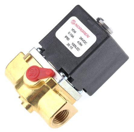 Norgren 2/2 Pneumatic Solenoid Valve - Solenoid/Spring G 1/4 V04 Series 24V dc