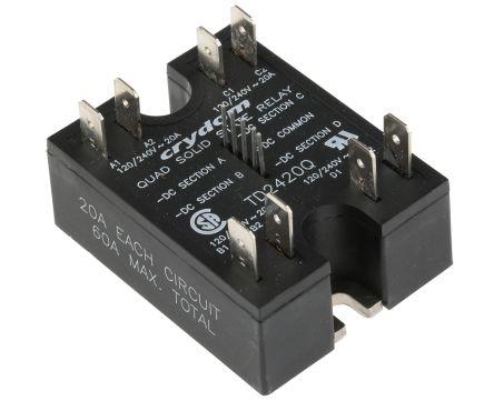 Sensata/Crydom Quad Series Solid State Relay, 20 A Load, Surface Mount, 280 V Load, 15 V Control, TD2420Q