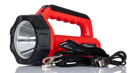 RS PRO LED Hand Lamp Black, Red - Rechargeable 1300 lm, 200 mm