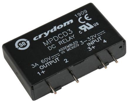 Sensata/Crydom DRA1 Series Solid State Relay, 3 A Load, PCB Mount, 60 V dc Load, 32 V dc Control, MPDCD3