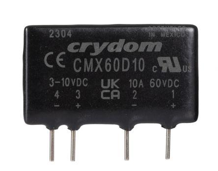 Sensata/Crydom CMX Series Solid State Relay, 10 A rms Load, PCB Mount, 60 V dc Load, 10 V dc Control, CMX60D10