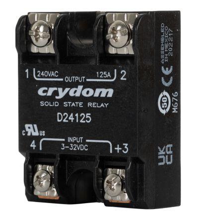 Sensata/Crydom SERIES 1 Series Solid State Relay, 125 A rms Load, Surface Mount, 280 V rms Load, 32 V Control, D24125