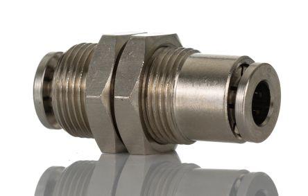 Norgren PNEUFIT 10 Series Straight Threaded Adaptor, Push In 6 mm to Push In 6 mm, Threaded Connection Style