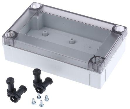 Fibox MNX Series Grey Polycarbonate Enclosure, IP66, IP67, Smoked Transparent Lid, 130 x 80 x 35mm