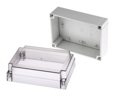 Fibox MNX Series Grey Polycarbonate Enclosure, IP66, IP67, Smoked Transparent Lid, 180 x 130 x 100mm