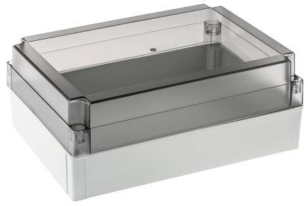 Fibox MNX Series Grey Polycarbonate Enclosure, IP66, IP67, Smoked Transparent Lid, 255 x 180 x 100mm