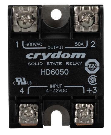 Sensata/Crydom HD60 Series Solid State Relay, 50 A Load, Panel Mount, 660 V ac Load, 32 V Control, HD6050