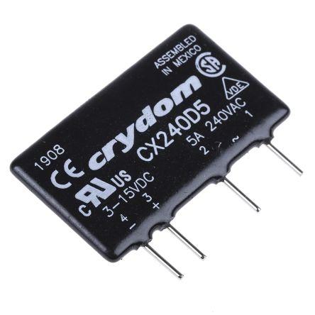 Sensata/Crydom CX Series Solid State Relay, 5 A Load, PCB Mount, 280 V ac Load, 15 V dc Control, CX240D5