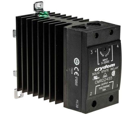Sensata/Crydom Solid State Relay, 55 A Load, DIN Rail Mount, 280 V Load, 32 V Control, CMRD2455