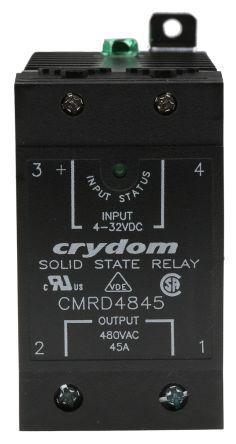 Sensata/Crydom Solid State Relay, 45 A Load, DIN Rail Mount, 530 V Load, 32 V Control, CMRD4845