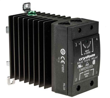 Sensata/Crydom CMRD60 Series Solid State Relay, 55 A Load, DIN Rail Mount, 660 V Load, 32 V Control, CMRD6055