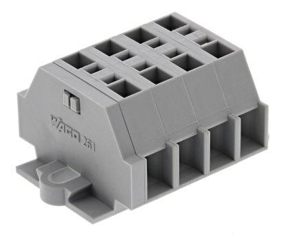 WAGO261-104 261 Series Terminal Strip, 2.5mm², Single-Level, Cage Clamp Termination