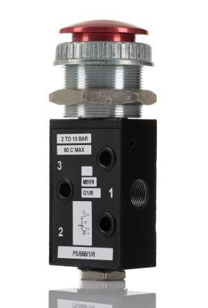 Norgren Push Button 3/2 Pneumatic Manual Control Valve S/666 Series, G 1/8, 1/8in, PS/666/1/R