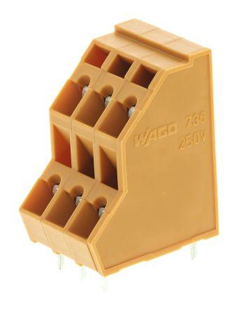 WAGO 736 Series PCB Terminal Block, 6-Contact, 5.08mm Pitch, Through Hole Mount, 2-Row, Spring Cage Termination