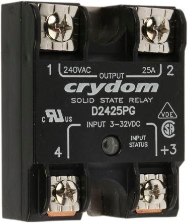 Sensata/Crydom 1 Series Solid State Relay, 25 A Load, Panel Mount, 280 V rms Load, 32 V Control, D2425PG