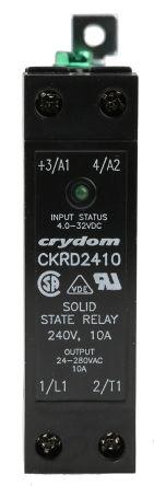 Sensata/Crydom CKR Series Solid State Relay, 10 A rms Load, DIN Rail Mount, 280 V rms Load, 32 V Control, CKRD2410