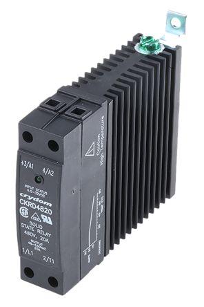 Sensata/Crydom CKR Series Solid State Relay, 20 A rms Load, DIN Rail Mount, 530 V ac Load, 32 V Control, CKRD4820