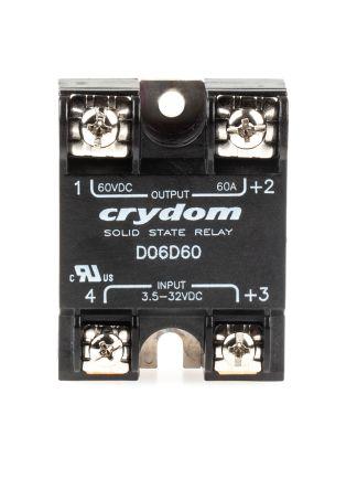 Sensata/Crydom Solid State Relay, 60 A Load, Surface Mount, 60 V dc Load, 32 V Control, D06D60